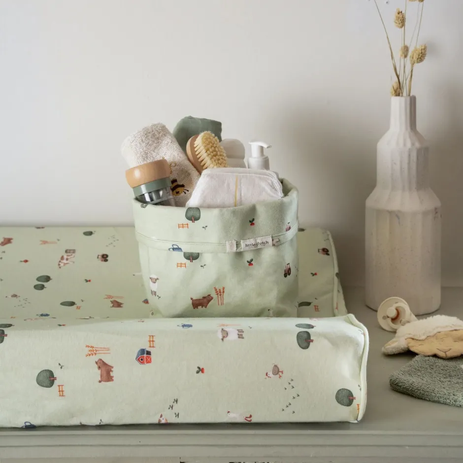 Little Dutch Verschoning|Aankleedkussenhoezen^Aankleedkussenhoes - Groen - Little Farm