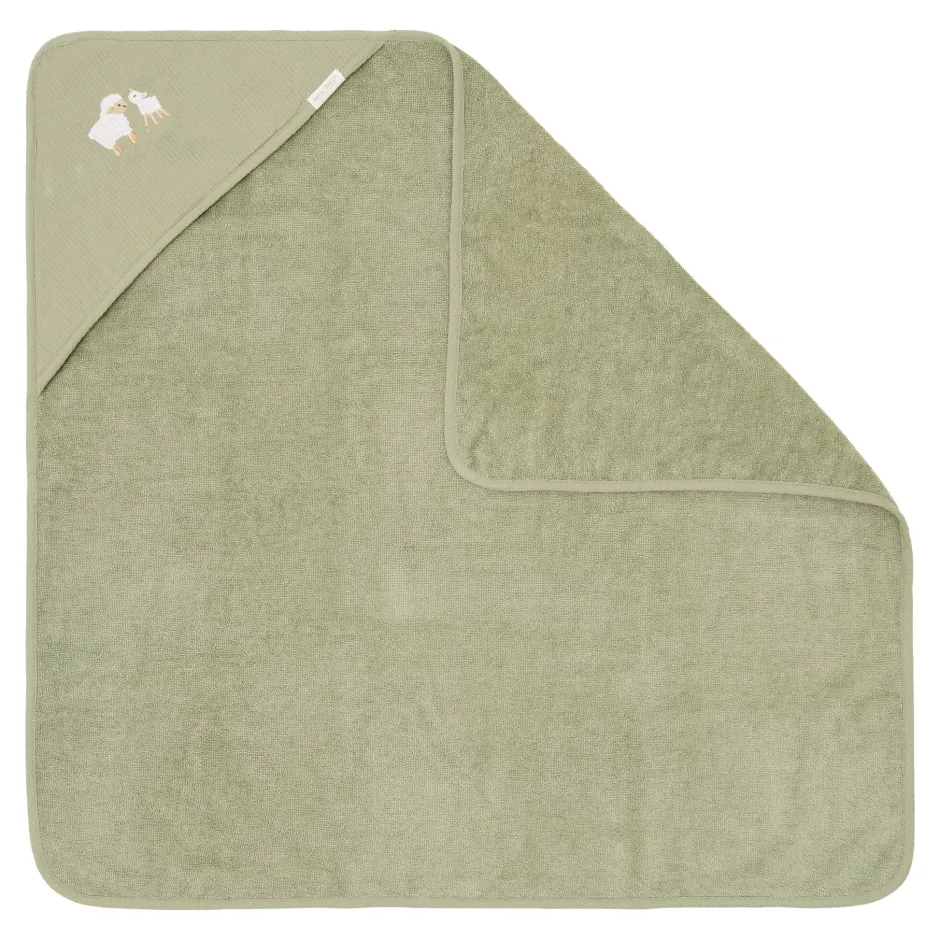 Little Dutch Badcape Baby|Omslagdoek^Badcape - Groen - 75 x 75 - Little Farm