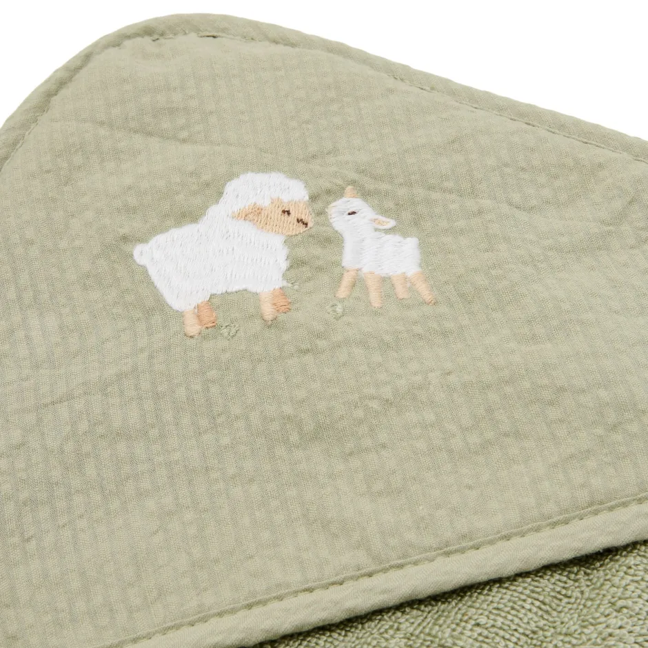 Little Dutch Badcape Baby|Omslagdoek^Badcape - Groen - 75 x 75 - Little Farm