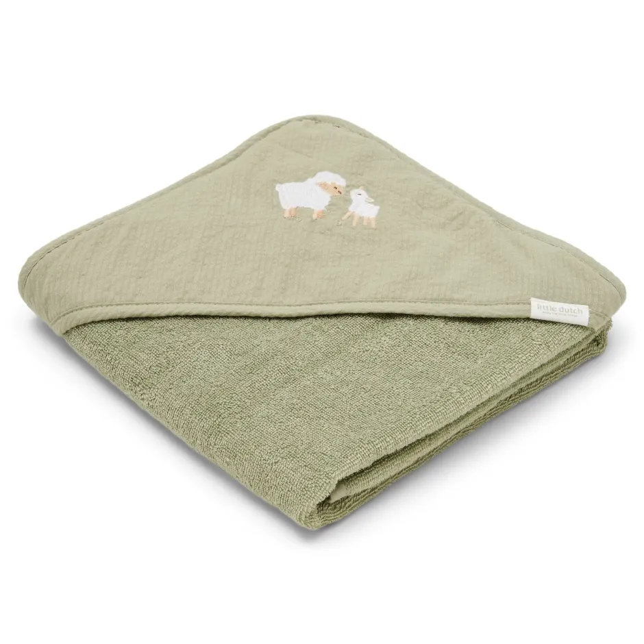 Little Dutch Badcape Baby|Omslagdoek^Badcape - Groen - 100 x 100 - Little Farm