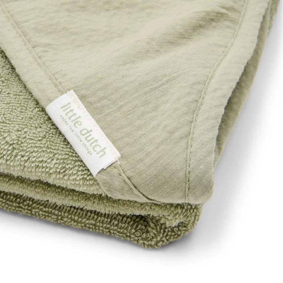 Little Dutch Badcape Baby|Omslagdoek^Badcape - Groen - 100 x 100 - Little Farm