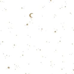Little Dutch Behang|Decoratie^Behangstaal vliesbehang – Wit – Newborn Naturals – Moon & Stars