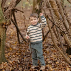Little Dutch Jongens Kleding|Kinderkleding^Gebreide trui - Groen - Forest Friends - Stripe