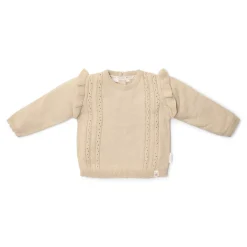 Little Dutch Meisjes Kleding|Kinderkleding^Gebreide trui - Ruffle -  Zand - Fairy Garden