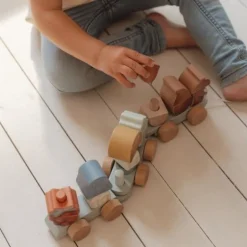 Little Dutch Houten Speelgoed^Houten Blokkentrein - Blauw - Forest Friends