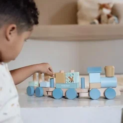 Little Dutch Houten Speelgoed^Houten Blokkentrein - Blauw - Forest Friends