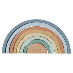 Little Dutch Stapeltoren|Houten Speelgoed^Houten Stapelregenboog - Blauw - Forest Friends