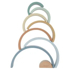 Little Dutch Stapeltoren|Houten Speelgoed^Houten Stapelregenboog - Blauw - Forest Friends
