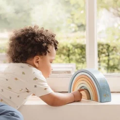 Little Dutch Stapeltoren|Houten Speelgoed^Houten Stapelregenboog - Blauw - Forest Friends