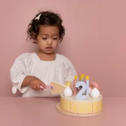Little Dutch Speelgoed Vanaf 1 Jaar|Houten Speelgoed^Houten Verjaardagstaartje - Roze - Essentials