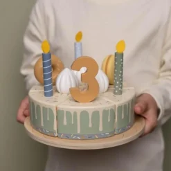 Little Dutch Speelgoed Vanaf 1 Jaar|Rollenspel^Houten Verjaardagstaartje - Blauw - Essentials