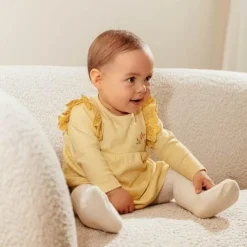 Little Dutch Meisjes Kleding^Jurk lange mouw - Geel - Little Farm - Geruit