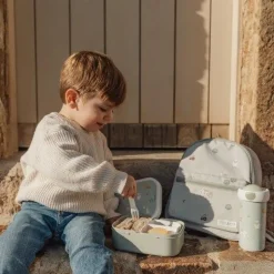 Little Dutch Lunch|Eten^Lunchset - Schoolbeker en lunchbox - Groen - Little Farm