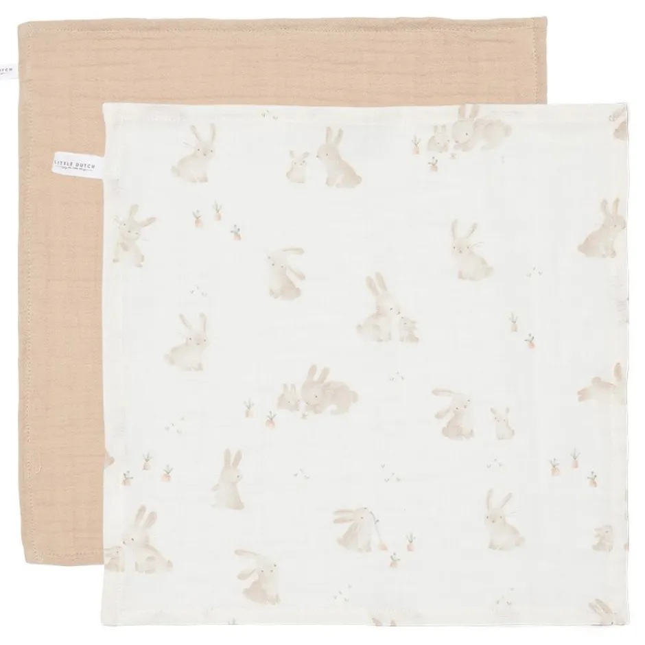 Little Dutch Verzorging Voor Onderweg|Washandjes & Monddoekjes^Monddoekjes set hydrofiel Baby Bunny / Beige