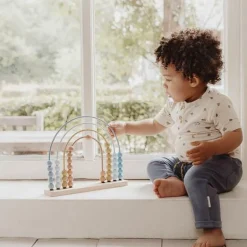 Little Dutch Educatief Speelgoed|Houten Speelgoed^Regenboog telraam - Blauw - Forest Friends