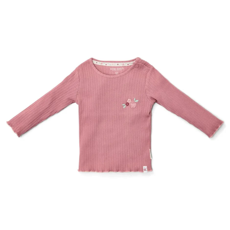 Little Dutch Meisjes Kleding|Kinderkleding^Rib Shirt lange mouw - Roze - Fairy Garden