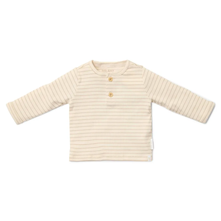 Little Dutch Babykleding^Shirt lange mouw - Beige - Newborn Naturals - Stripe