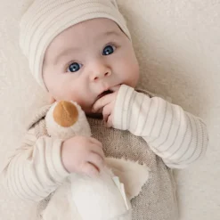 Little Dutch Babykleding^Shirt lange mouw - Beige - Newborn Naturals - Stripe