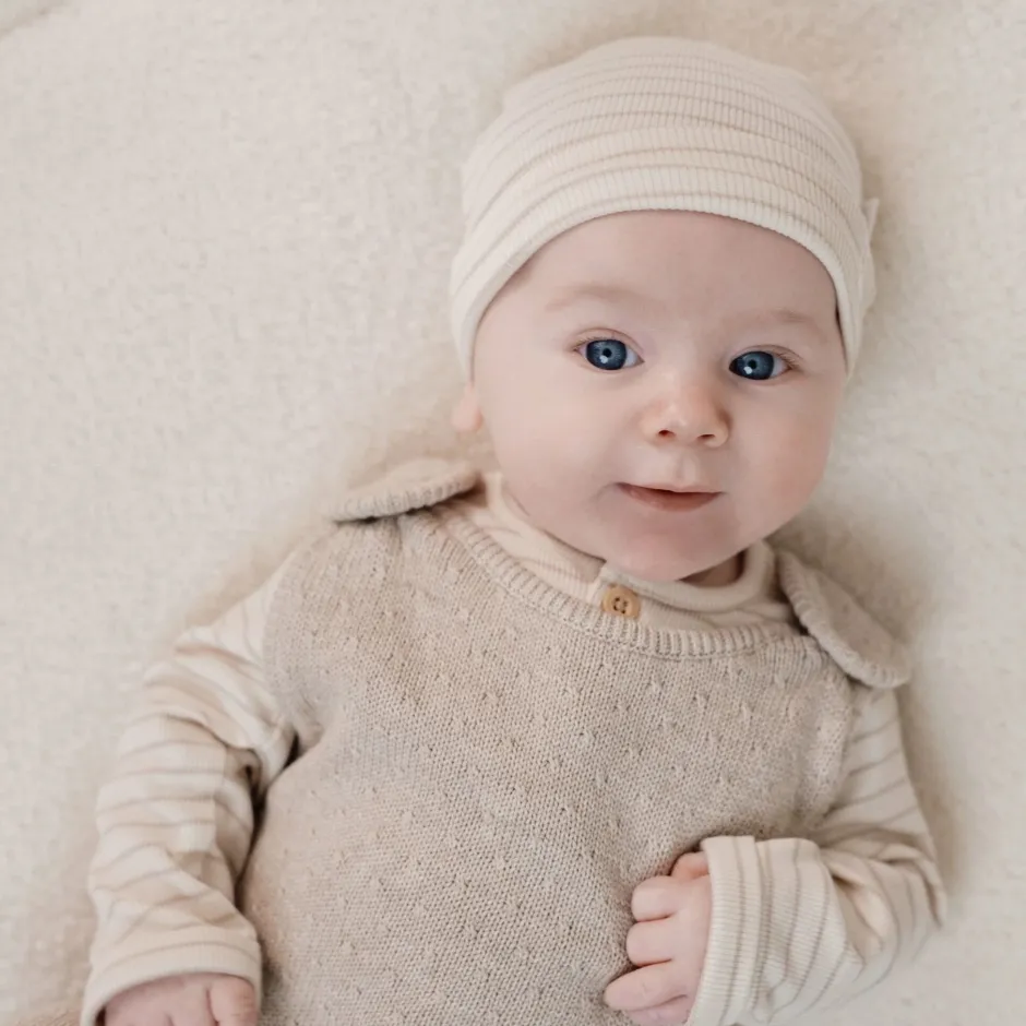 Little Dutch Babykleding^Shirt lange mouw - Beige - Newborn Naturals - Stripe