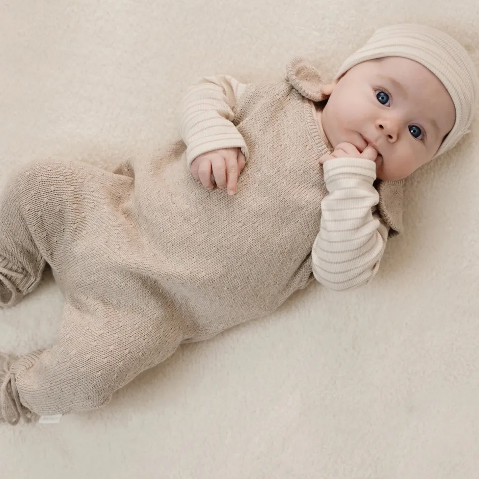 Little Dutch Babykleding^Shirt lange mouw - Beige - Newborn Naturals - Stripe