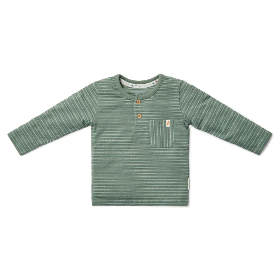 Little Dutch Jongens Kleding|Kinderkleding^Shirt lange mouw - Groen - Forest Friends - Stripe