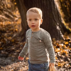 Little Dutch Jongens Kleding|Kinderkleding^Shirt lange mouw - Groen - Forest Friends - Stripe