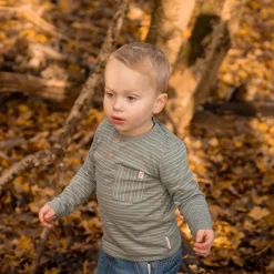 Little Dutch Jongens Kleding|Kinderkleding^Shirt lange mouw - Groen - Forest Friends - Stripe