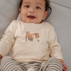 Little Dutch Jongens Kleding|Babykleding^Shirt lange mouw - Zand - Forest Friends - Vosje