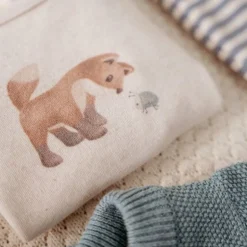 Little Dutch Jongens Kleding|Babykleding^Shirt lange mouw - Zand - Forest Friends - Vosje