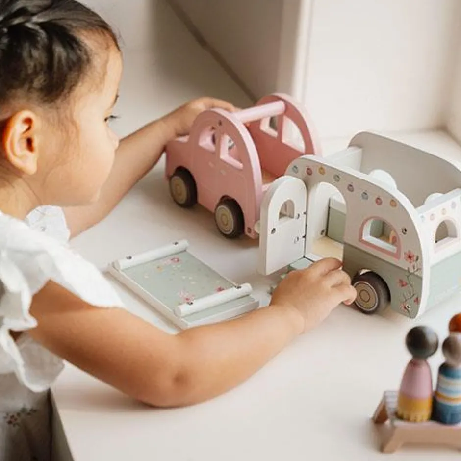 Little Dutch Rollenspel|Houten Auto's^Speelgoed auto met caravan - Meerkleurig - Essentials