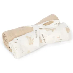 Little Dutch Hydrofiele Doeken|Omslagdoek^Swaddle - Wit - Newborn Naturals - Baby Bunny