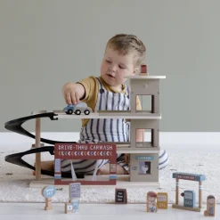 Little Dutch Houten Auto's|Houten Speelgoed^Treinbaanuitbreiding - garage