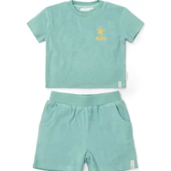 Little Dutch Zwemkleding^T-shirt en Short - Groen - Seashells and Stripes