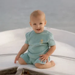 Little Dutch Zwemkleding^T-shirt en Short - Groen - Seashells and Stripes