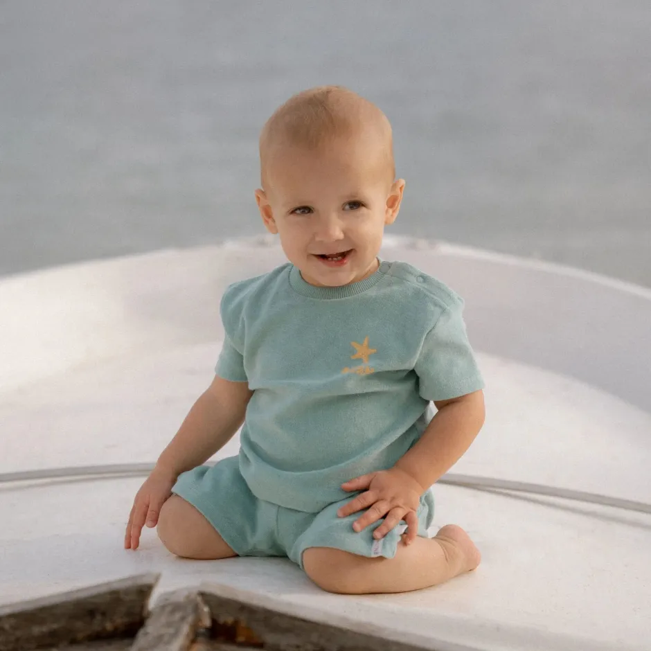 Little Dutch Zwemkleding^T-shirt en Short - Groen - Seashells and Stripes