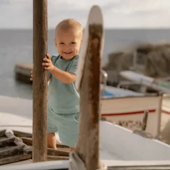 Little Dutch Zwemkleding^T-shirt en Short - Groen - Seashells and Stripes