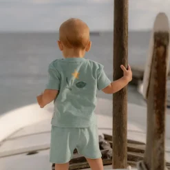 Little Dutch Zwemkleding^T-shirt en Short - Groen - Seashells and Stripes