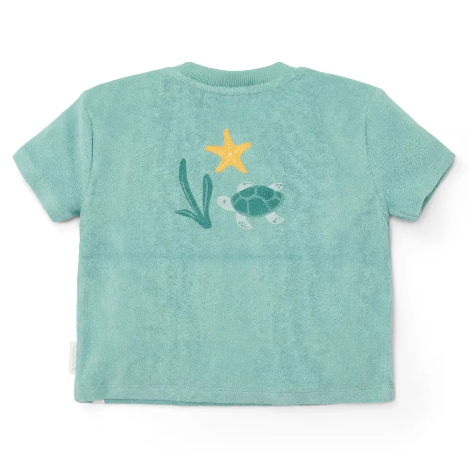 Little Dutch Zwemkleding^T-shirt en Short - Groen - Seashells and Stripes