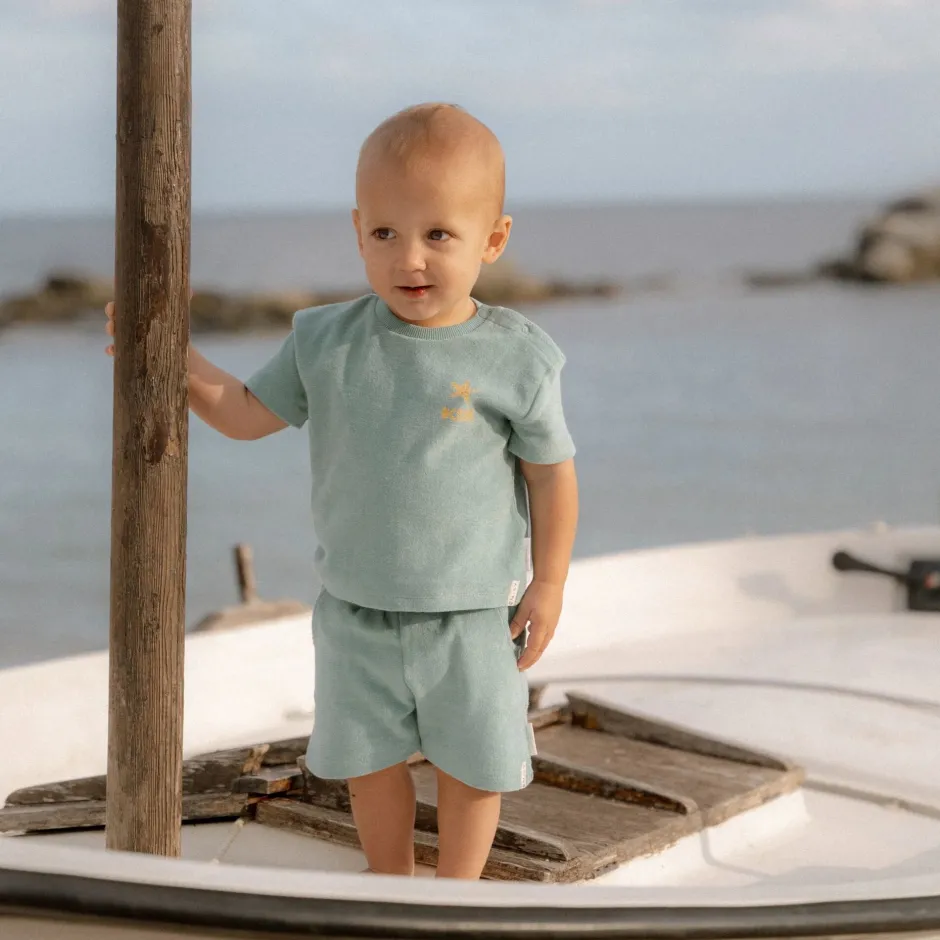 Little Dutch Zwemkleding^T-shirt en Short - Groen - Seashells and Stripes