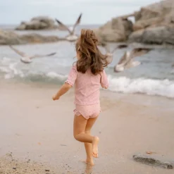 Little Dutch Zwemkleding|Meisjes Kleding^Zwemshirt korte mouw - Lichtroze - Sunny Flowers